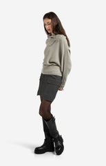Ribbed sweater with batwing sleeves and high collar