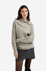 Ribbed sweater with batwing sleeves and high collar - Type: lookbook
