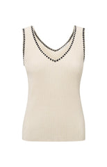 Ribbed tank top with stitch detail and fitted fit