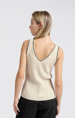 Ribbed tank top with stitch detail and fitted fit