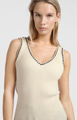 Ribbed tank top with stitch detail and fitted fit