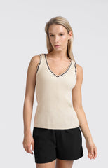 Ribbed tank top with stitch detail and fitted fit