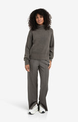 Ribbed turtleneck sweater with cable detail and long sleeves - Type: lookbook