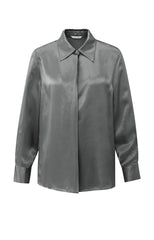 Satin blouse with classic collar and hidden closure - Type: product