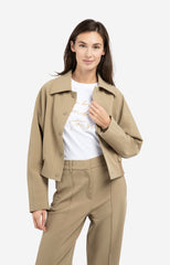 Short oversized jacket with ribbed hem