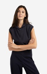 Sleeveless hoodie with zipper and hood - Type: lookbook