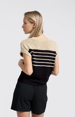 Sleeveless knitted top with stripes