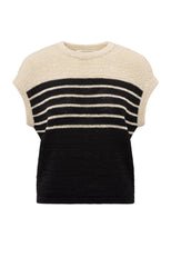Sleeveless knitted top with stripes