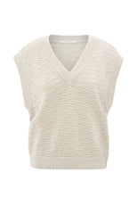 Sleeveless knitted top with texture and V-neck