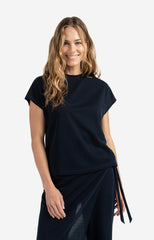 Sleeveless top with crew neck and straight fit