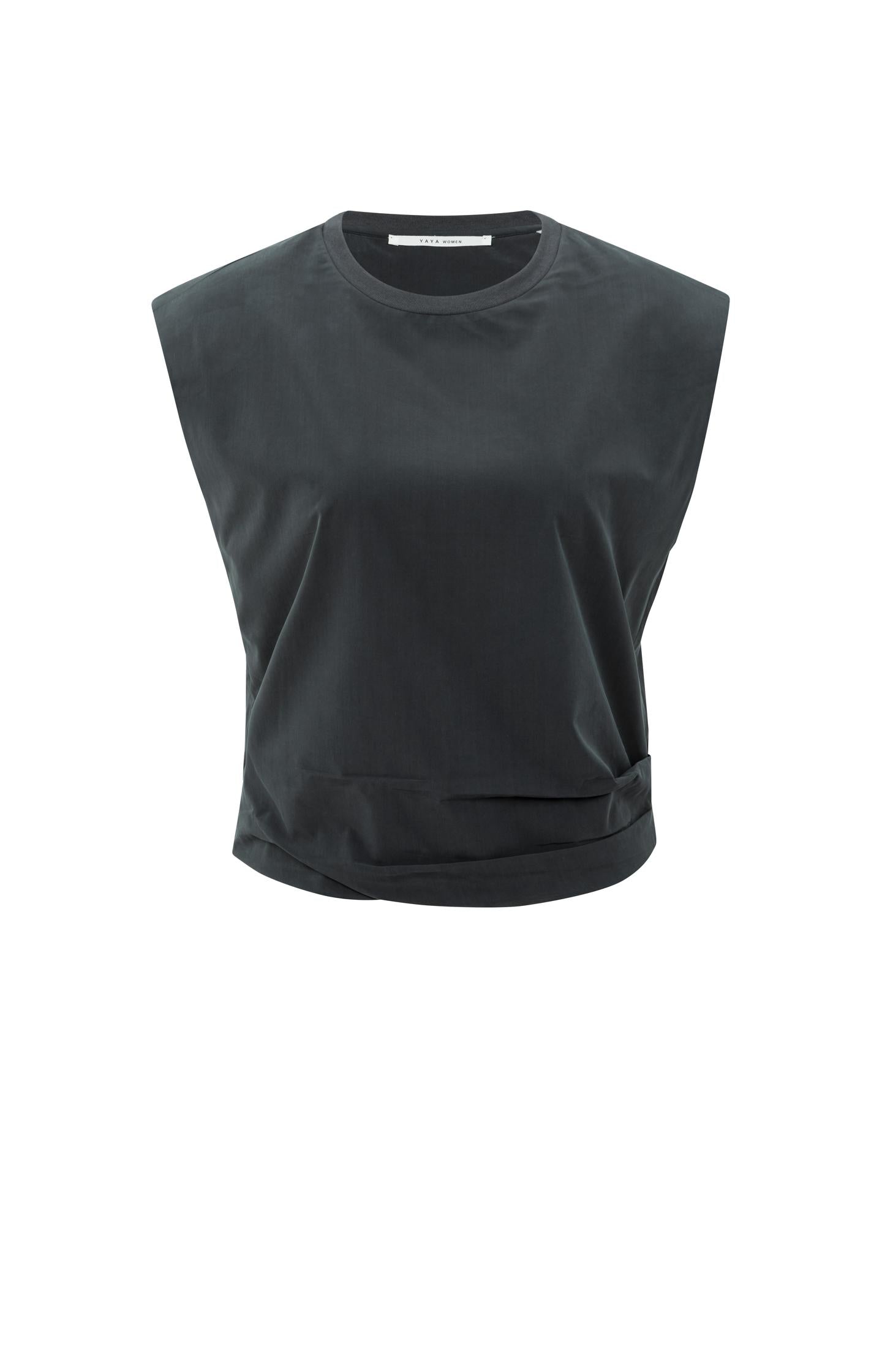 Sleeveless top with shoulder pads and pleat detail - Type: product
