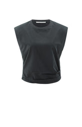 Sleeveless top with shoulder pads and pleat detail - Type: product