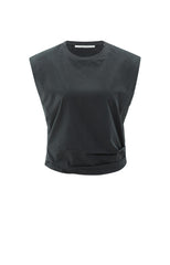 Sleeveless top with shoulder pads and pleat detail - Type: product