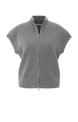 Sleeveless zip-up cardigan with stand-up collar - Type: product