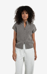 Sleeveless zip-up cardigan with stand-up collar - Type: lookbook