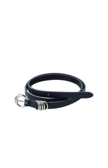 Slim black belt with ring details - Type: product