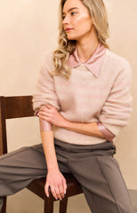 Striped sweater with round neck and long sleeves