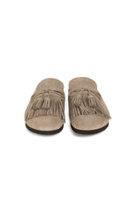 Suede mules with tassels