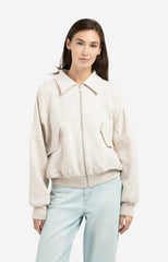 Sweat jacket with patch pockets and zip front closure