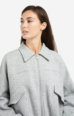 Sweat jacket with patch pockets and zip front closure