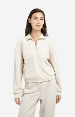 Sweater with half zipper and double collar