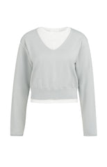 Sweater with layered look and contrast neckline - Type: product