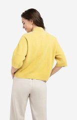 Sweater with ribbed three-quarter sleeves and mock neck - Type: lookbook