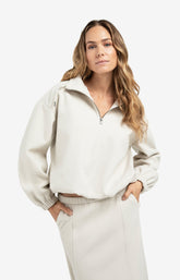 Sweatshirt with balloon sleeves and zip collar