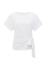 T-shirt with round neck and knotted detail - Type: product