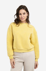 Teddy sweater with ribbed trims and round neckline