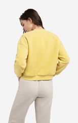 Teddy sweater with ribbed trims and round neckline