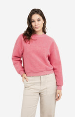 Teddy sweater with ribbed trims and round neckline