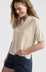 Textured cardigan with short sleeves