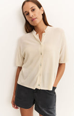 Textured cardigan with short sleeves