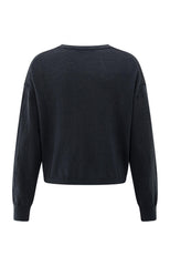 Textured knitted sweater with round neckline