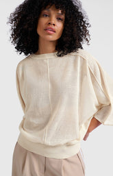 Transparent sweater with batwing sleeves