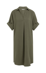 V-neck dress with pleated sleeves and loose fit - Type: product