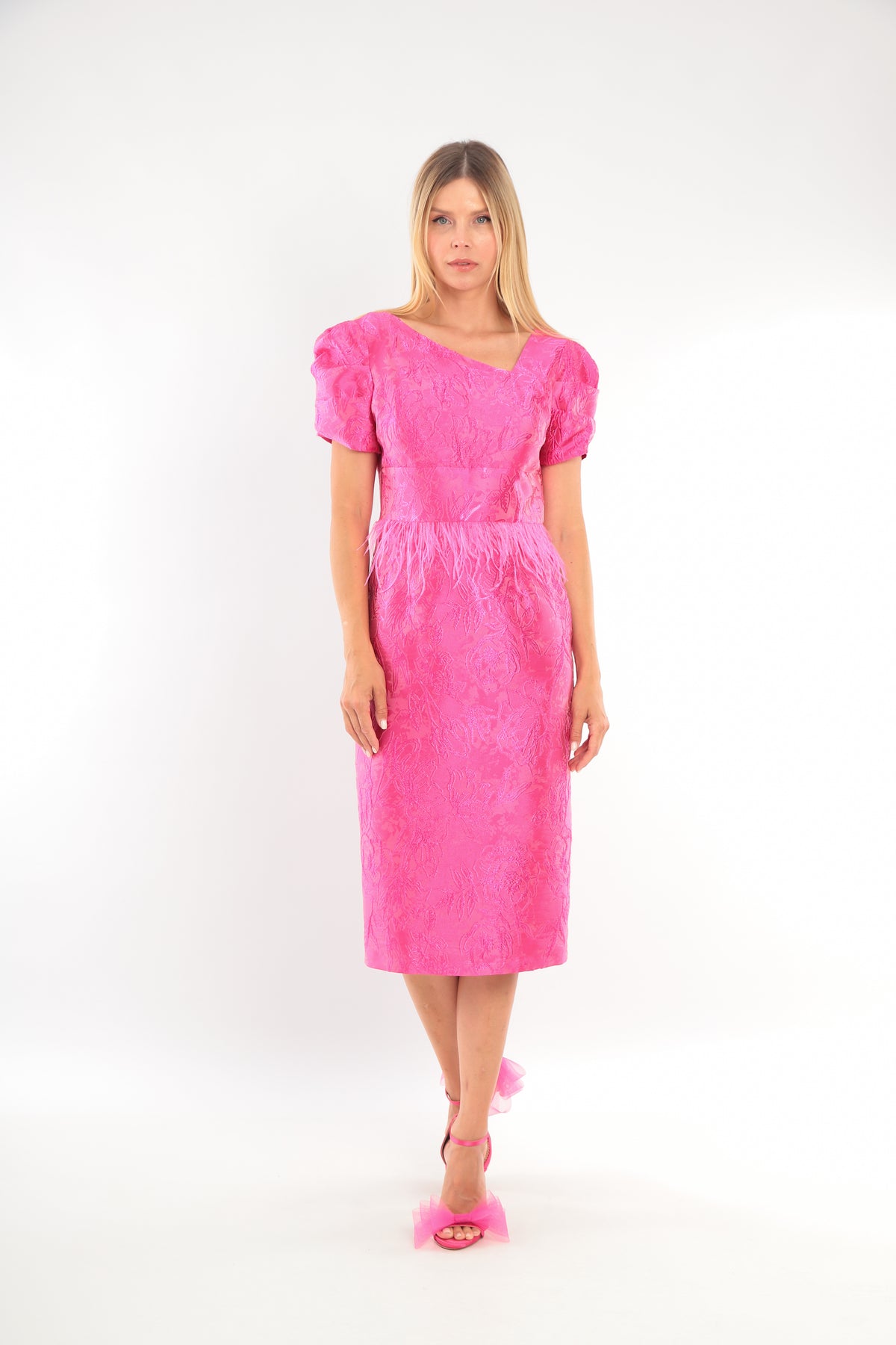 Ladies DressL-25SS-2110-43 HOT PINK