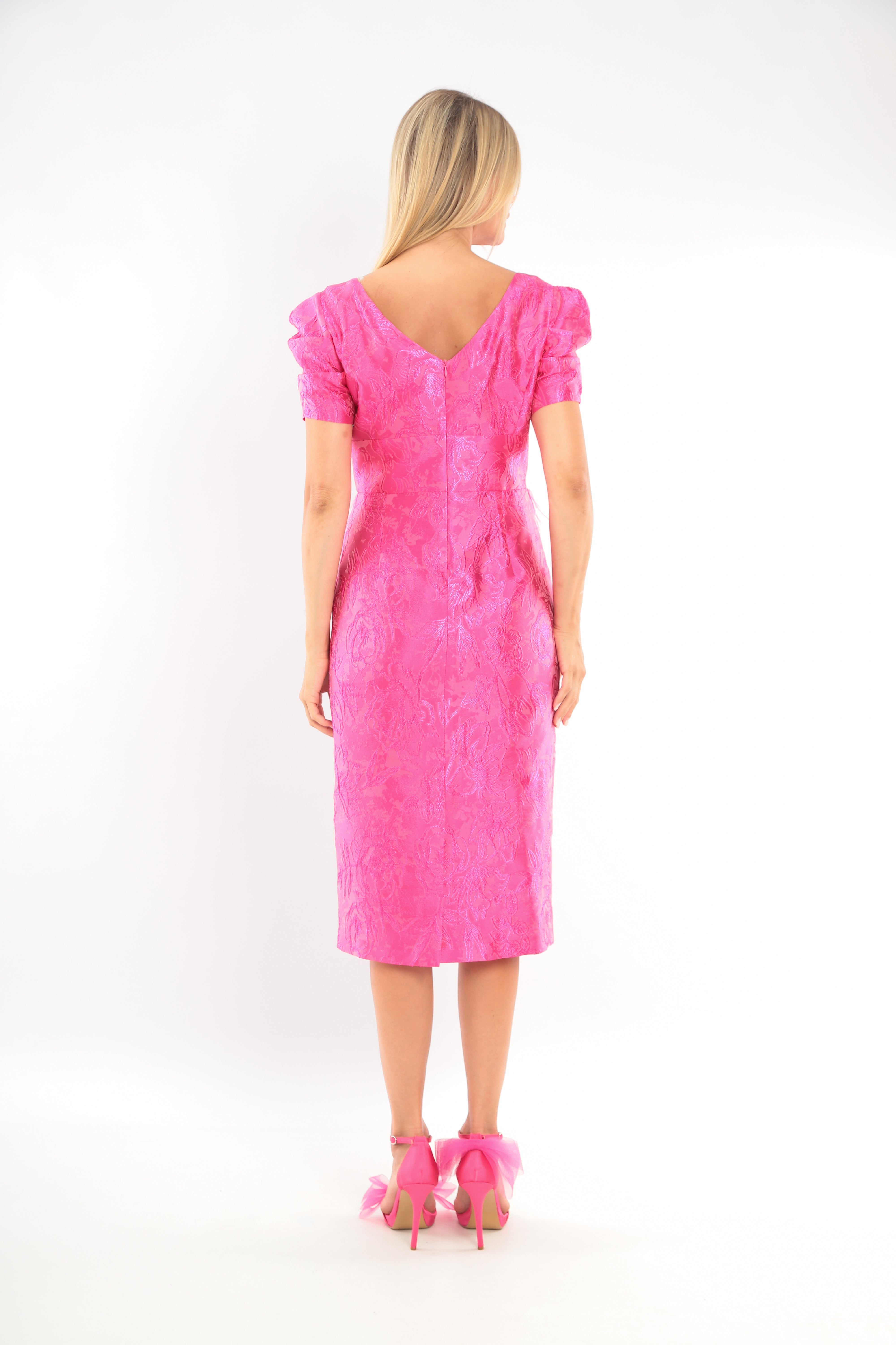 Ladies DressL-25SS-2110-43 HOT PINK
