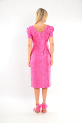Ladies DressL-25SS-2110-43 HOT PINK