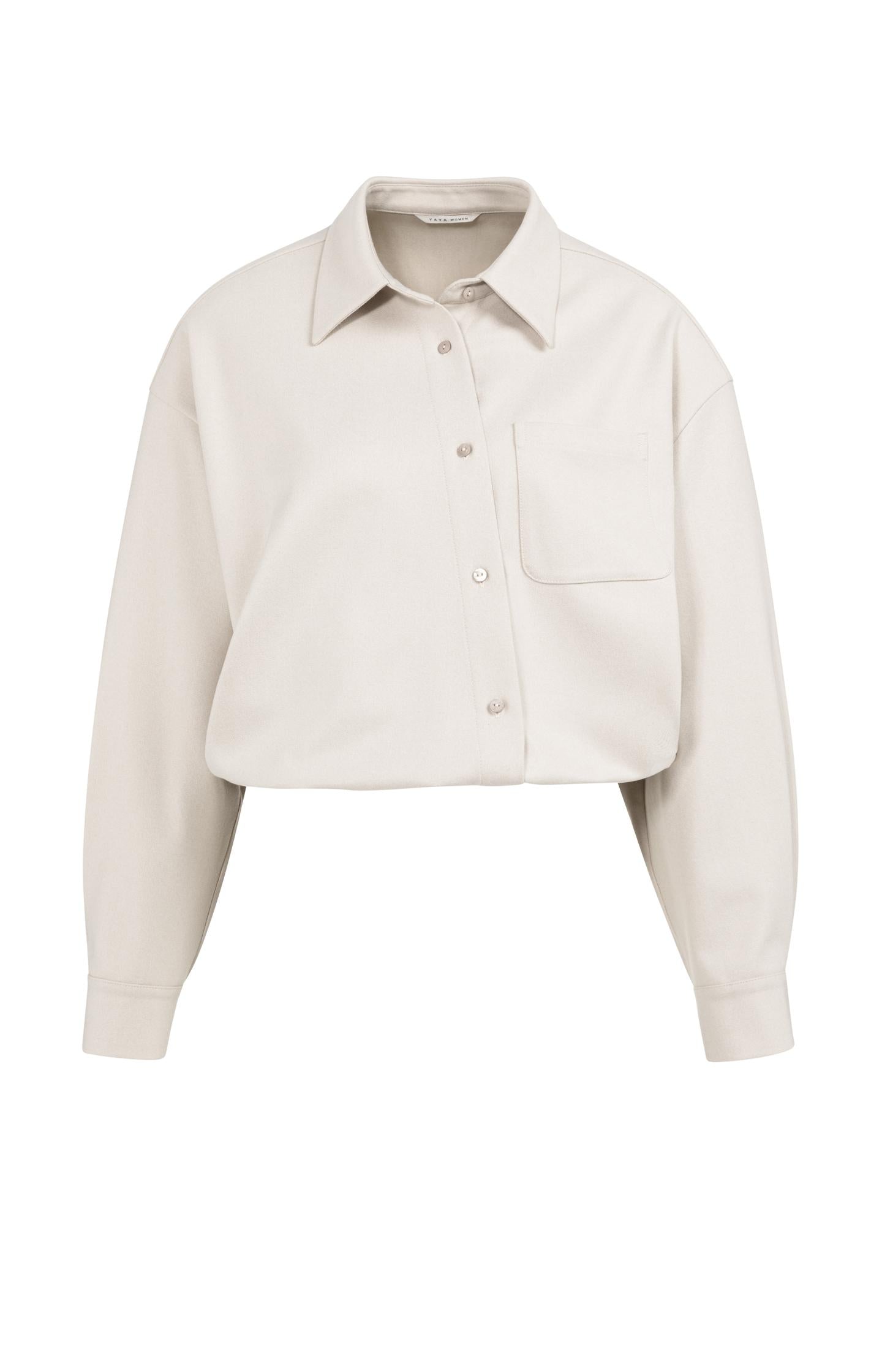 Blouse with asymmetric button placket and elastic hem - Type: product