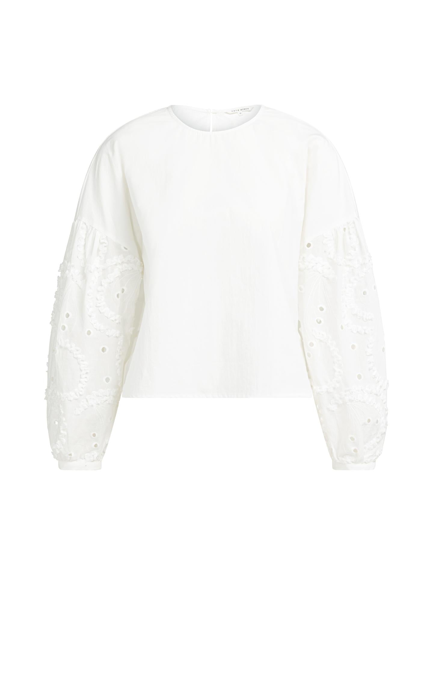 Blouse with embroidered sleeves and round neckline - Type: product