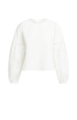 Blouse with embroidered sleeves and round neckline - Type: product
