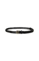 Braided leather belt with buckle