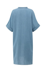 Chambray dress with V-neck
