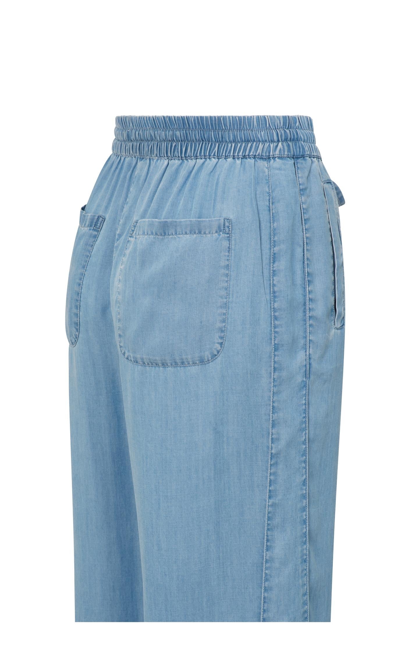 Chambray trousers with wide legs