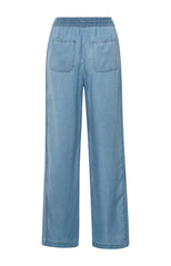 Chambray trousers with wide legs