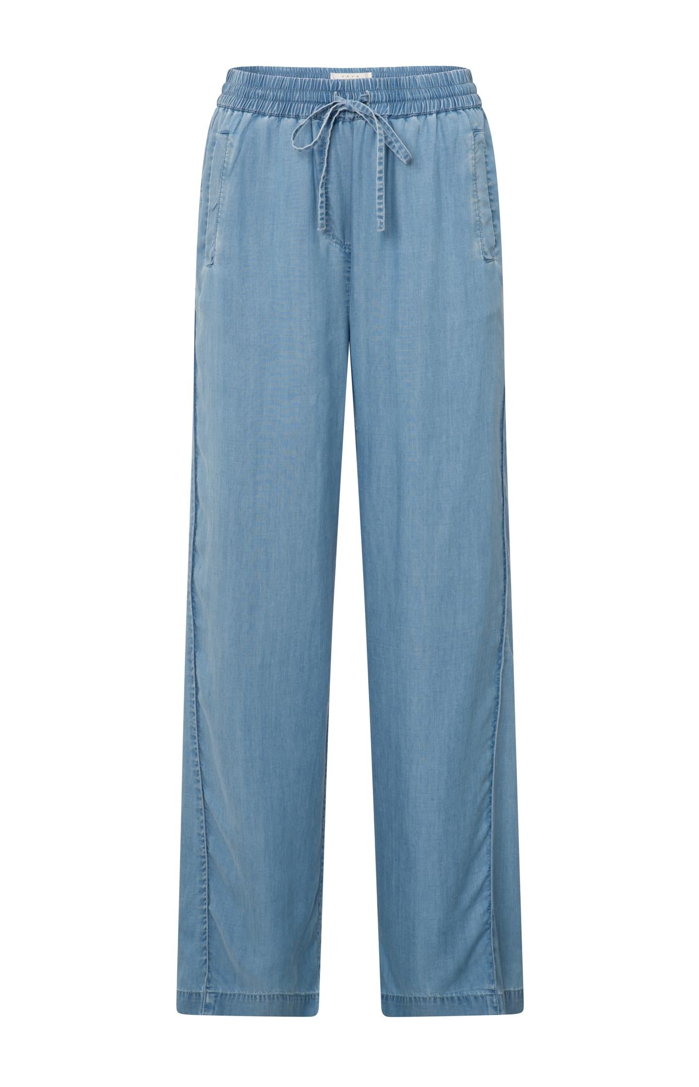 Chambray trousers with wide legs - Type: product