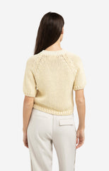 Chunky knit sweater with short sleeves and round neck - Type: lookbook