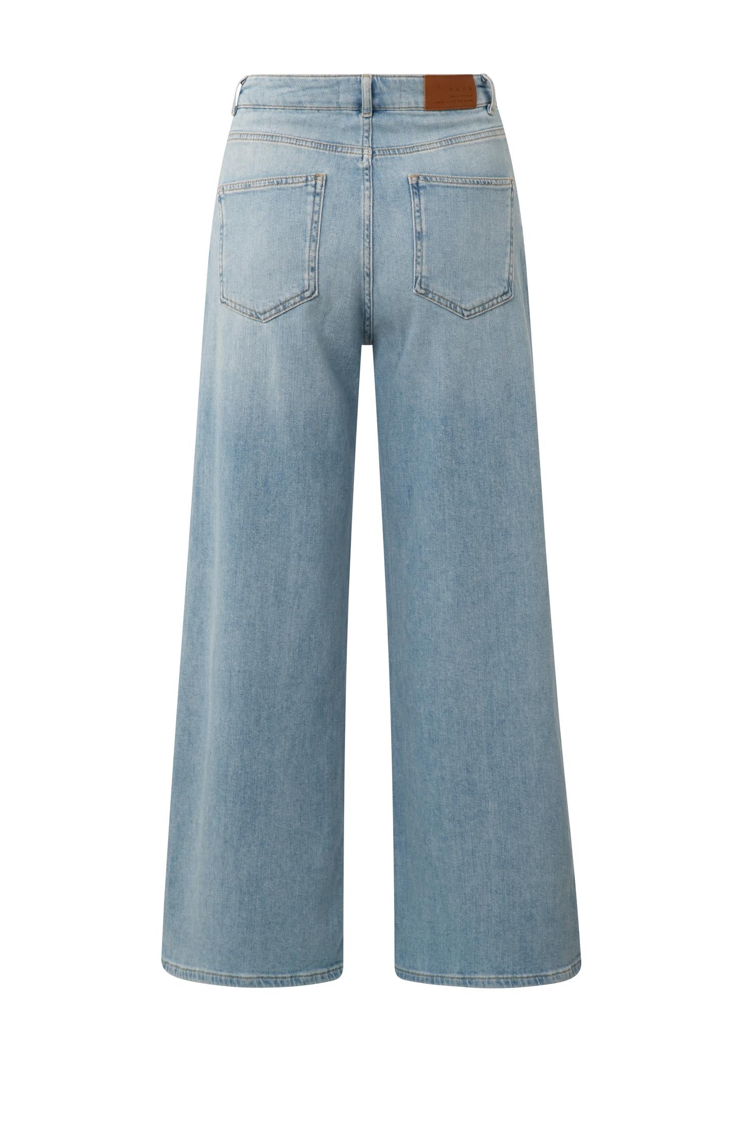 Denim trousers with wide legs